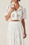 Astr The Label Andolina Floral Lace Button-up Crop Top In White