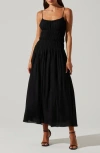 Astr The Label Andrina Shirred Maxi Sundress In Black