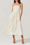 Astr The Label Aneesha Bow Back Strapless Midi Dress In White