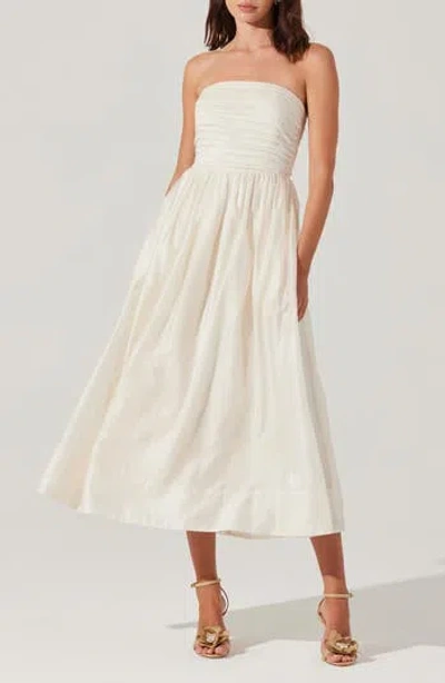 Astr The Label Aneesha Bow Back Strapless Midi Dress In White