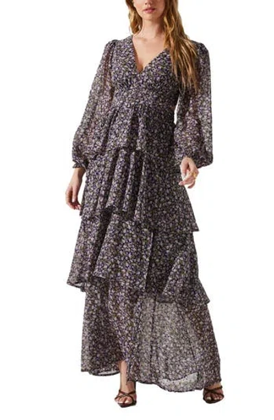 Astr The Label Anora Floral Long Sleeve Dress In Animal Print