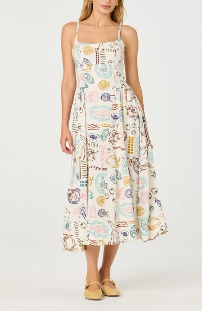 Astr The Label Ansley Mixed Print Dress In White