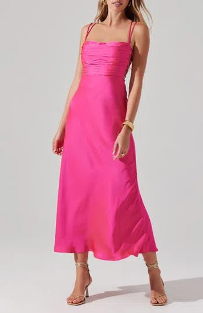 Astr The Label Antila Lace-up Back Maxi Dress In Pink