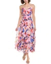 Astr Aquata Midi Dress In Orange Blue Abstract In Orange