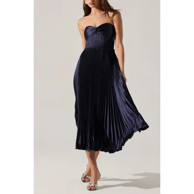 Astr The Label Ascella Strapless A-line Dress In Blue