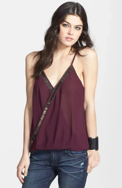 Astr The Label  Beaded Faux Wrap Tank In Purple