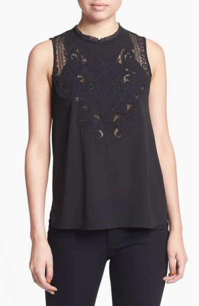 Astr The Label  High Neck Lace Blouse In Black