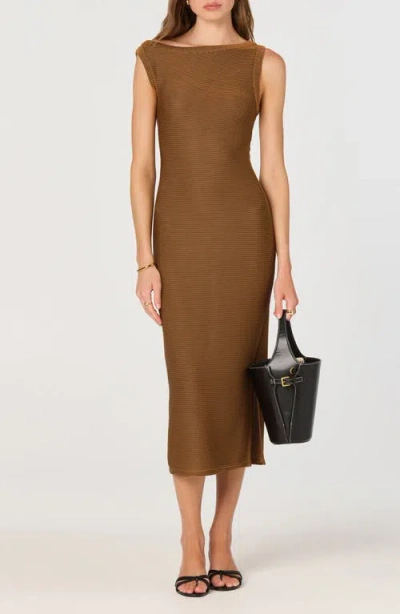 Astr The Label Asymmetric Knit Dress In Brown