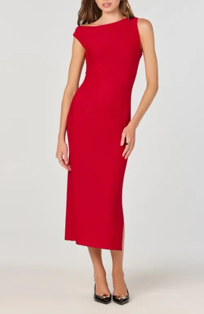 Astr The Label Asymmetric Knit Dress In Red