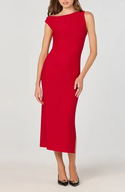 Astr The Label Asymmetric Knit Dress In Red