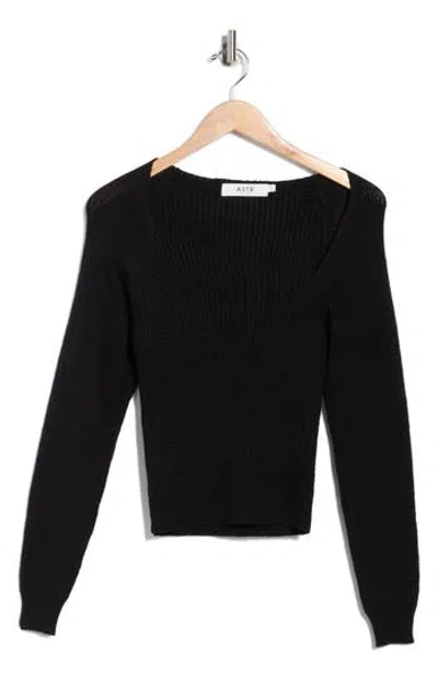 Astr The Label Asymmetric Neck Sweater In Black