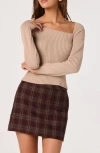 Astr The Label Asymmetric Neck Sweater In Neutral