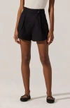 Astr The Label Asymmetric Pleat Shorts In Black