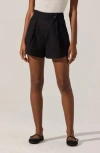 Astr The Label Asymmetric Pleat Shorts In Black