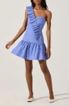 Astr The Label Asymmetric Ruffle Minidress In Cobalt Blue