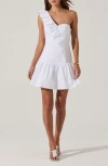 Astr The Label Asymmetric Ruffle Minidress In White