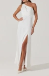 Astr The Label Atolia Draped One-shoulder Gown In White
