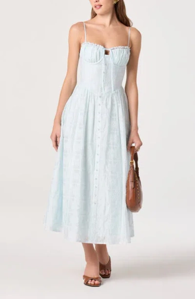 Astr The Label Aubrey Embroidered Sleeveless Maxi Dress In Blue
