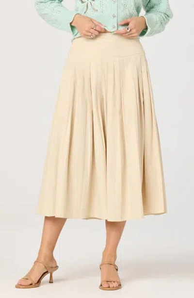 Astr The Label Aubrianna Pleated Drop Waist Midi Skirt In Brown
