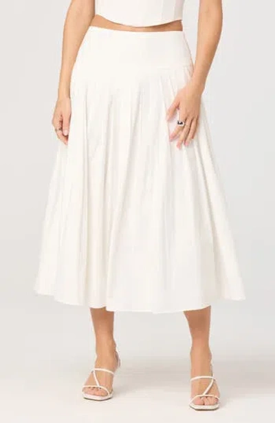 Astr The Label Aubrianna Pleated Drop Waist Midi Skirt In White