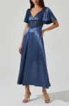 Astr Women's Aurelia Flutter Sleeve Lace Inset Dress In Slate Blue