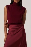 Astr The Label Avah Turtleneck Wool Blend Sweater Vest In Burgundy