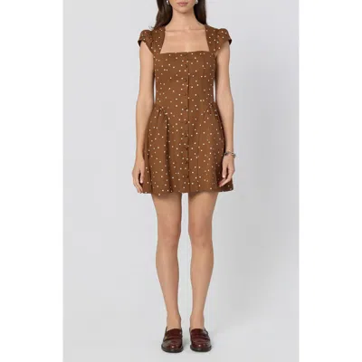 Astr The Label Averi Polka Dot Minidress In Brown