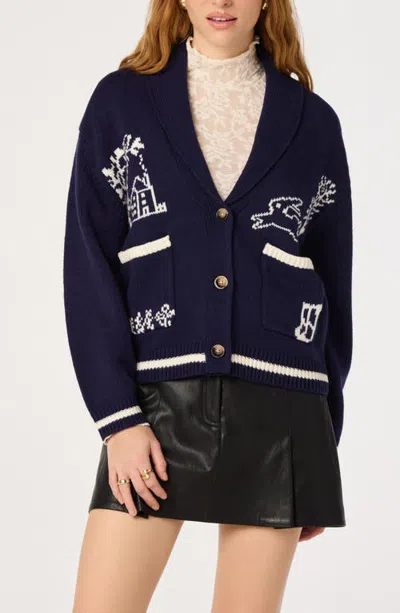 Astr The Label Ayleen Cardigan In Navy