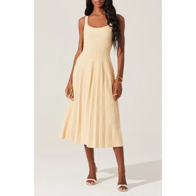 Astr The Label Aylin Pleated Sweater Midi Dress In Yellow
