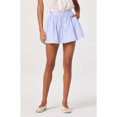 Astr The Label Barbara Pinstripe Cotton Miniskirt With Shorts Liner In Blue