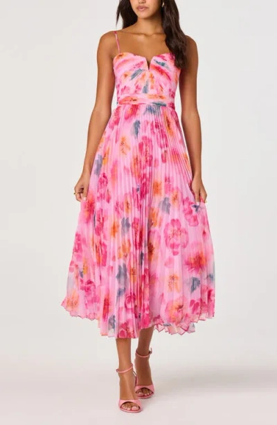 Astr The Label Bayley Floral Print Pleat Party Dress In Multi