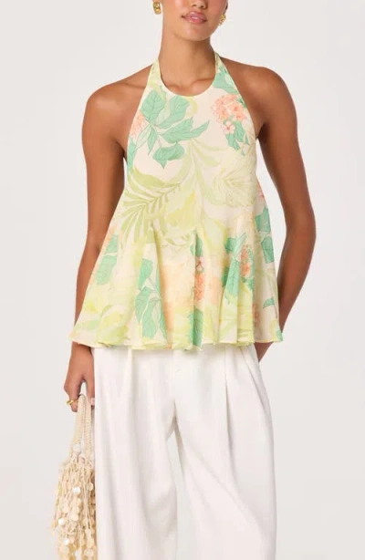 Astr The Label Belen Floral Print Halter Top In Yellow