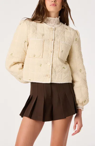 Astr The Label Belicia Quilted Floral Jacket In Neutral