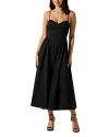 Astr The Label Lace-up Cotton Poplin Midi Dress In Black