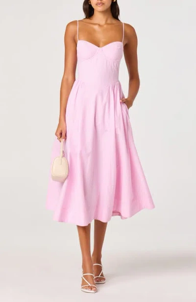 Astr The Label Bellamy Stripe Cotton A-line Dress In Pink