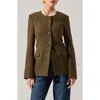 Astr The Label Bellmere Herringbone Tweed Jacket In Green