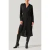 Astr The Label Belted Long Sleeve Midi Shirtdress In Black