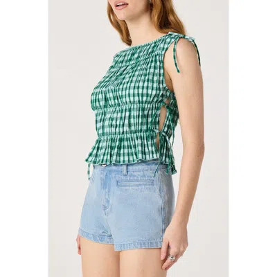 Astr The Label Bianca Gingham Sleeveless Top In Green