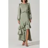 Astr The Label Biella Long Sleeve Ruffle Maxi Dress In Green
