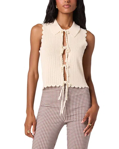Astr The Label Blair Tie Front Sweater Top In Neutral
