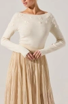 Astr The Label Bluma Floral Embroidery Sweater In White
