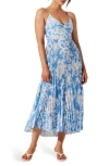 Astr The Label Blythe Pleated Maxi Dress In Blue Floral