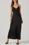 Astr The Label Bonney Rhinestone Embelished Satin Maxi Dress In Black