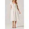 Astr The Label Bow Detail Smock Bodice Cotton Blend Dress In White
