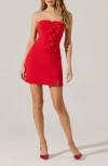 Astr The Label Bow Detail Strapless Sheath Dress In Red