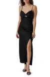 Astr The Label Bow Sleeveless Satin Maxi Dress In Black