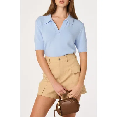 Astr The Label Brauwin Collared Short Sleeve Sweater In Blue