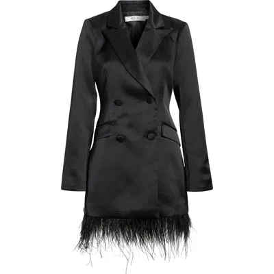 Astr The Label Breonna Feather Trim Blazer Dress In Black