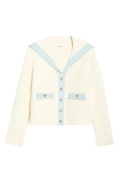 Astr The Label Briley Mixed Media Sailor Cardigan In Neutral