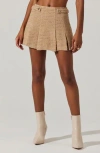 Astr The Label Bronwyn Pleated Tweed Miniskort In Brown